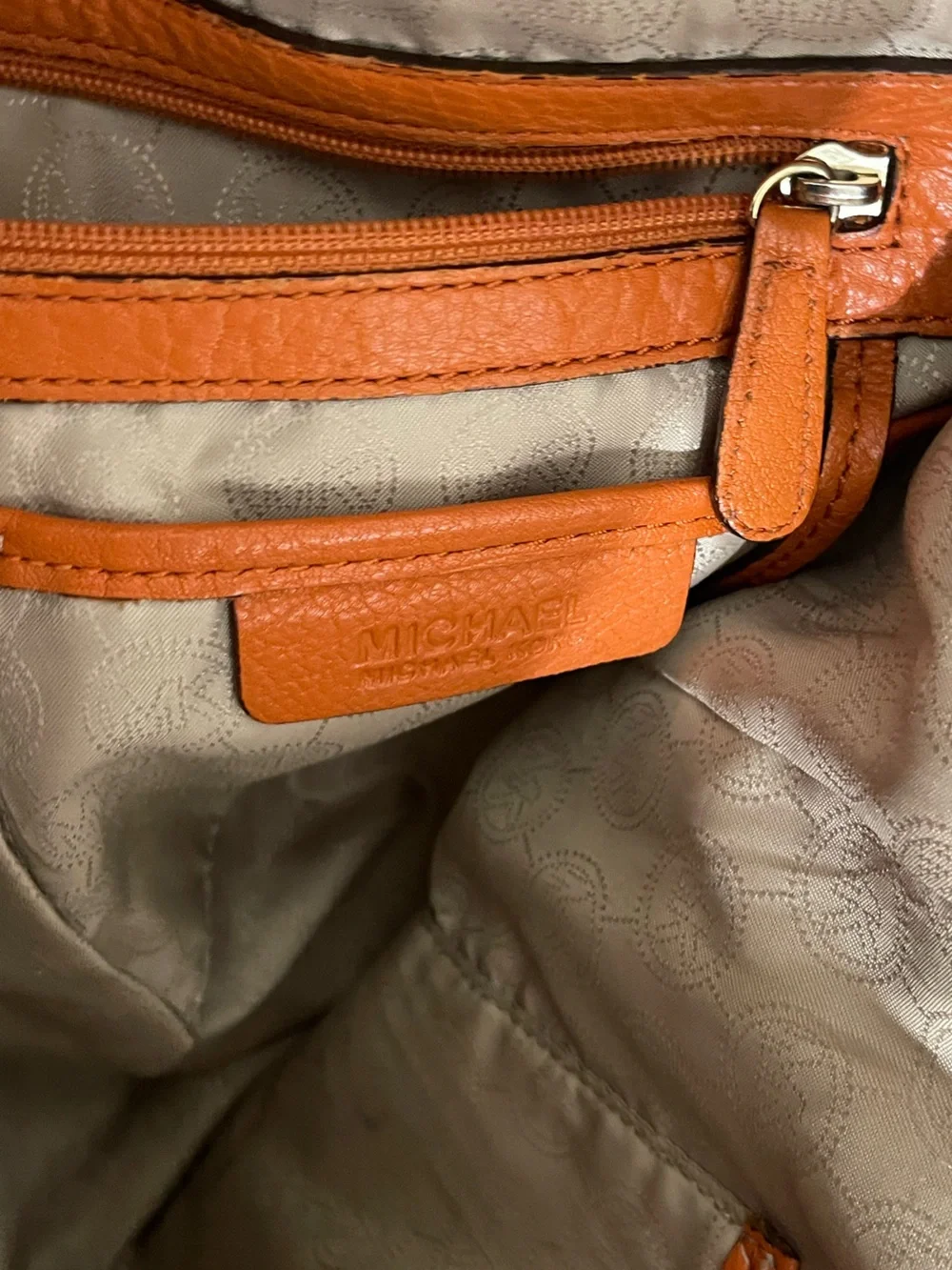 Michael Kors Burnt Orange Leather Tote with Gold MK Charm